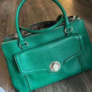 Love Moschino women purse bright green color. Leather
